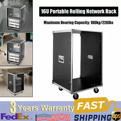 16U Portable Rolling Cart Shelf Network Rack Audio Video Telecom Office USA • $101.65