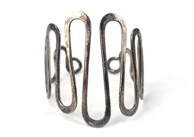 Vintage ED LEVIN Sterling Silver Handmade Modernist Designer Cuff Bracelet • $175