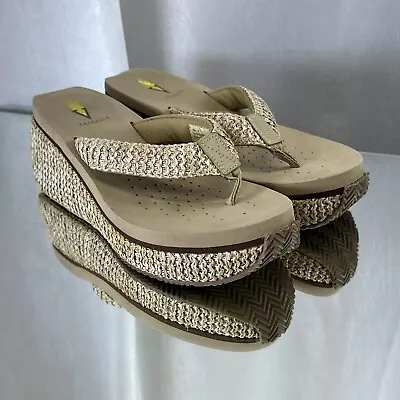 Volatile Island Platform Wedge Flip-Flop Sandals Natural Tan Color Sz 8 • $20