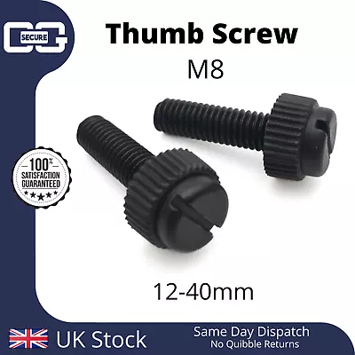 M8 Black Plastic Nylon Slotted Knurled Thumb Screw | Bolt | 12-40mm Thumbscrews • £2.25