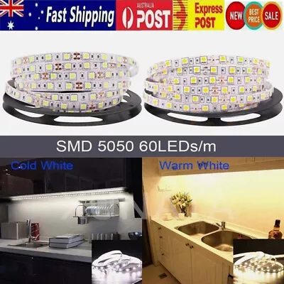 5m LED Strip Lights 12V Waterproof 5050 SMD Cool White 300 LEDs 60led/m Daylight • $20.99