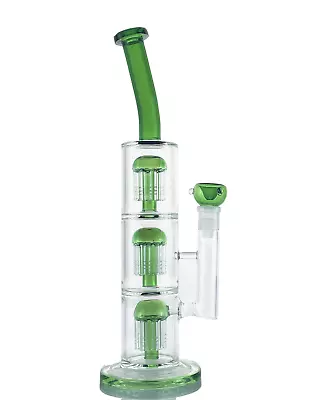 $49.99 • Buy 16 Glass Bong Heavy  Hookah Three Tree Dome Percolator  Water Pipe 18mm Bowl US