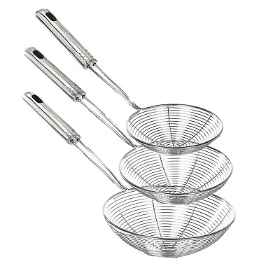 Mesh Strainer Spider Skimmer Ladle Kitchen Utensil Stainless Steel Fry Spoons • £7.49