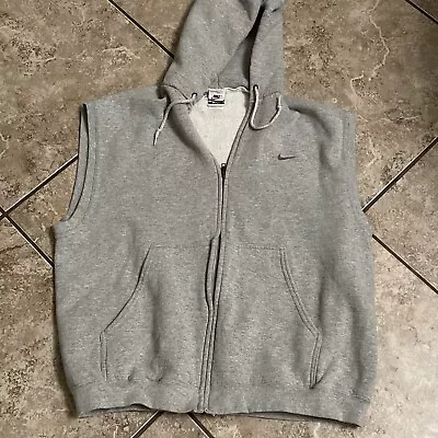 Vintage Nike Hoodie Sleeveless Full Zip Gray Mens Large • $39.99