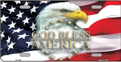 God Bless America American Flag Eagle Metal Car License Plate • $11.95