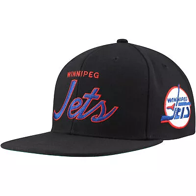 Men's Mitchell & Ness Black Winnipeg Jets Core Team Script 2.0 Snapback Hat • $33.99