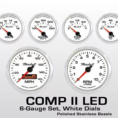 C2 6 Gauge Set Stainless Bezels 5 Range Fuel Level Gauge 2264SS • $429