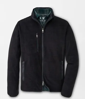 Peter Millar Men's Black Micro Shearling Fleece Jacket $228 • $156