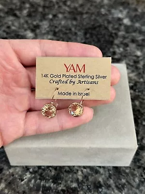 Designer YAM Israel Sterling Silver Modernist Gemstone Dangle Hook Earrings • $30