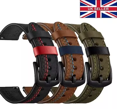 Premium Quality Leather Quick Release Watch Strap Band 20mm 22mm Black Brown UK • £9.95