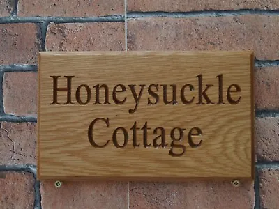 Personalised Oak House SignCarvedCustom Engraved Outdoor Wooden Name Plaque • £16
