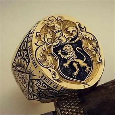 Men's Mens Scottish Lion Griffin Coat Of Arms Ring US Size 10 Or 11 Gold Filled • $36.42