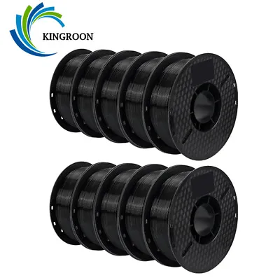 Kingroon 10KG 3D Printer Filament PLA 1.75 Mm Bundles Spools 10 Rolls 1KG Black • $143.99