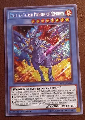 Yugioh Cerulean Sacred Phoenix Of Nephthys HISU-EN006 Secret Rare • $2.99