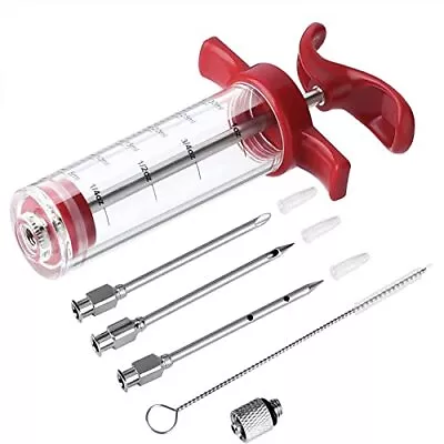 Meat Injector Syringe With 3 Marinade Injector Needles For BBQ Grill Smoker • $14.84