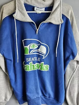 Vintage Seattle Seahawks 1/4 Zip Sweatshirt  L • $47.85