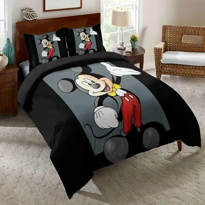 3D Mickey Pluto Black Bedding Set Duvet Cover Comforter Cover Pillow Case 99# • $37.81