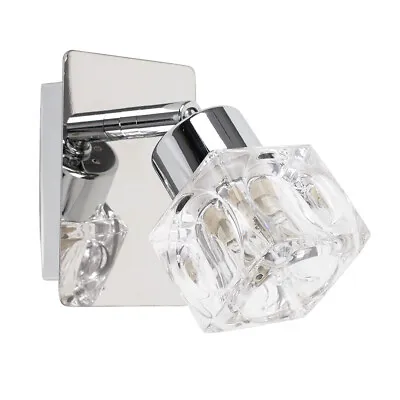 Chrome Wall Light Fitting Ice Cube Design Modern Living Room Sconce LED G9 Bulb • £16.99