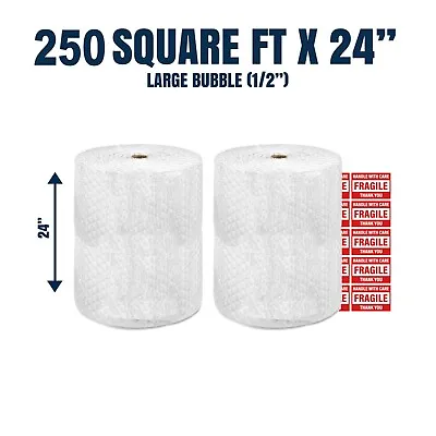 Bubble Cushioning Wrap 250 Ft² X 24 Wide - 12 Large Bubble - Perforated Every 12 • $44.82