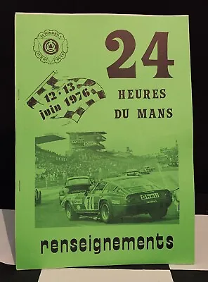 Le Mans 24 Hours Heures 1976 Aco Race Information Renseignements Programme Book • £40