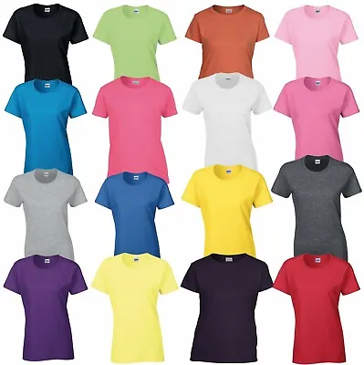 £7.39 • Buy GILDAN Womens Short Sleeve Plain Heavy Cotton Ladies T Shirt Top Smart Casual T