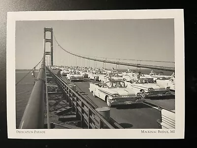 Postcard Unposted Michigan Mackinac Bridge- Dedication Parade -repro • $5