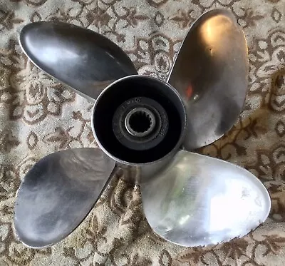 OMC Renegade Bass 4-Blade Stainless Steel Polished Propeller 13.5”x25” ~ 175738 • $149.99