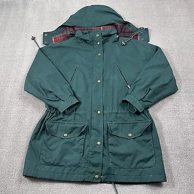 VINTAGE Eddie Bauer Jacket Medium Green Parka Wool Lined Hooded Coat 90s • $28.88