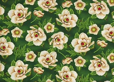 BTY Wilmington Holiday Lane MAGNOLIAS Print 100% Cotton Quilt Fabric By Yard • $10.19