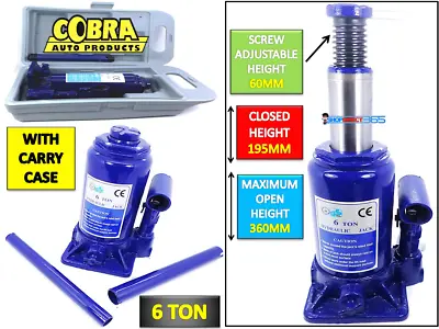 6 Ton Tonne Heavy Duty Hydraulic Bottle Jack Lifting Ram Car Van Caravan (15-66) • $24.56