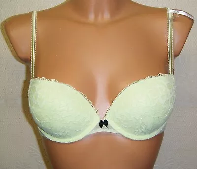 Esprit Susi Bra Green Lace Size 34A Underwired Classic Push Up Plunge EDC C378 • $12.31