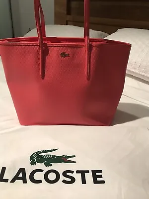 Lacoste Leather Tote Bag In Peach Pink Colour • $250