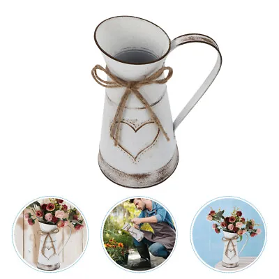  Kettle Metal Flower Pot Farmhouse Pitcher Vase Bucket Planter Milk Jug • £13.38