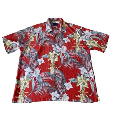 Tommy Bahama Silk Shirt Men’s Size XL Red Floral Print Aloha Hawaiian Style • $24.99