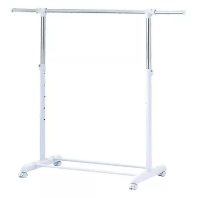 Mainstays Adjustable Rolling Garment Rack Metal Chrome White ( Free Ship ) • $12.40