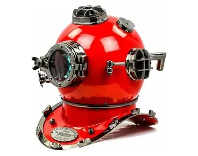 Vintage Diving Helmet US Navy Mark V Red Aluminum Steel Scuba Diver Helmet Gift • $229