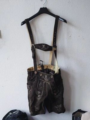 £40 • Buy  Mens Bavarian Short Lederhosen Cowhide Brown Leather With Matching...
