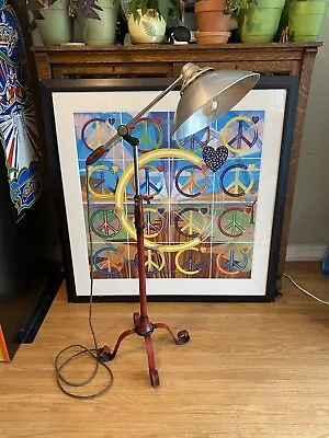 Antique HG Fisher & Co Adjustable Iron Floor Lamp~ Steampunk Infra Red Generator • $275