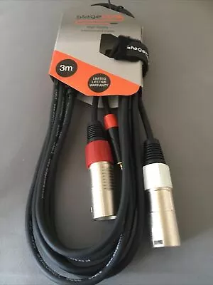 3.5mm Stereo TRS Mini Jack To Twin 2 X Male XLR Lead Audio Signal Cable • £5