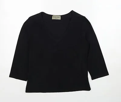 Internacionale Womens Black Polyester Basic T-Shirt Size 12 V-Neck • £5.50