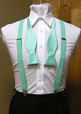 Men's Clip-on Suspenders X Back And Self Tie Bow Tie Steampunk Costume Tux Prom • $10.98