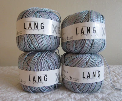$24 • Buy Lot Of 4 LANG XENIA Yarn Cotton Viscose Blend 50 G Rolls - Pastel Blues / Viole