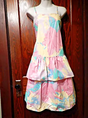 OSCAR DE LA RENTA X SWIRL Vintage 80s Pastel Easter Dropwaist Sun Dress S 4F • $72