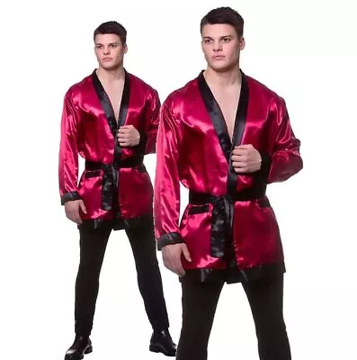 Adult HOLLYWOOD BACHELOR Robe Playboy Fancy Dress Costume Hugh Hefner Boxing Men • £15.95