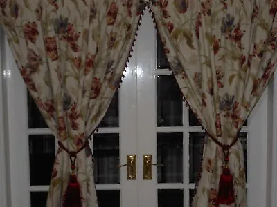 Fabulous Laura Ashley Gosford Curtains With Bobble Edging • £65