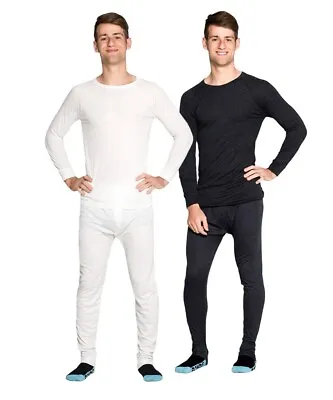 Mens 2 Piece Long Set Merino Wool Blend Thermal Underwear Black OR Beige • $24.95