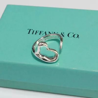 TIFFANY & Co. Elsa Peretti Open Heart Ring Silver Size 6.5 Accessories Jewelry • $117.99