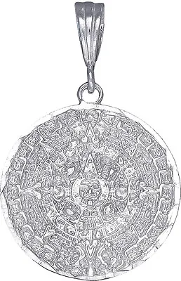 $49.99 • Buy Sterling Silver Aztec Calendar Mayan Sun Charm Pendant Necklace Diamond-Cuts