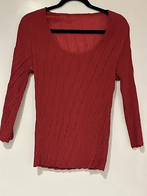 Babette Women’s Size L  Blouse Coral Crinkle Long Sleeve Top • $35