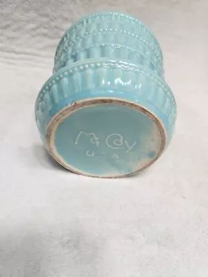 Vintage McCoy Beaded Planter Pots W/ Saucer Aqua Color • $18.08